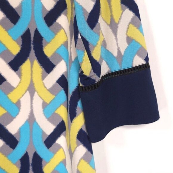 Etcetera Women's Shift Dress Size 8 Geometric Multicolor VNeck Combo 100% SILK - Picture 7 of 12